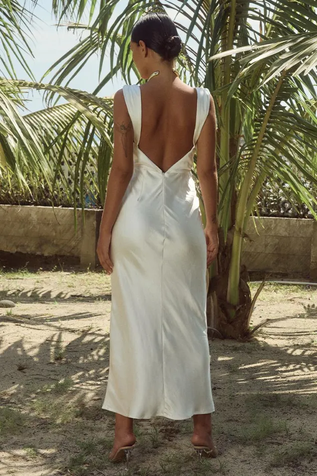 Runaway The Label Slip Dresses HAVANNA MIDI DRESS Ivory 8211 Women