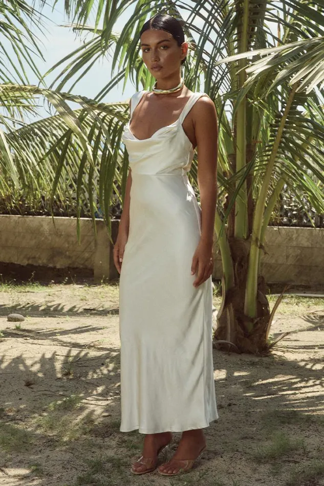 Runaway The Label Slip Dresses HAVANNA MIDI DRESS Ivory 8211 Women