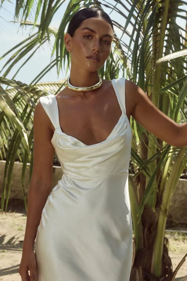 Runaway The Label Slip Dresses HAVANNA MIDI DRESS Ivory 8211 Women