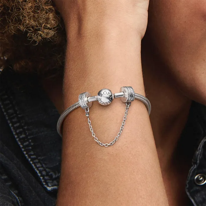 Safety Chains Women Pandora Online Logo Safety Chain Clip Charm