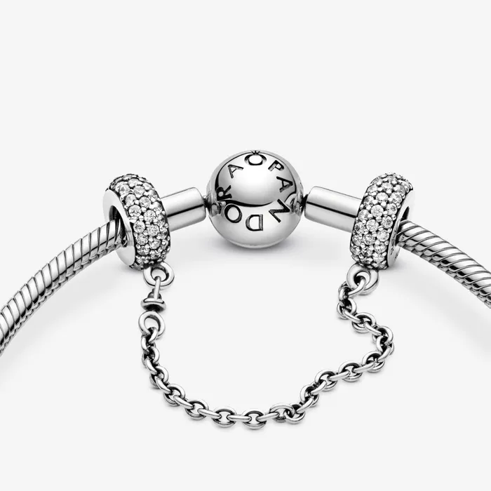 Safety Chains Women Pandora Sparkling Pav Safety Chain Charm