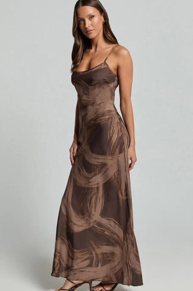 Sally Midi Dress 8211 Strappy Slip Dress In Hazel Swirl Print Women Showpo Dresses