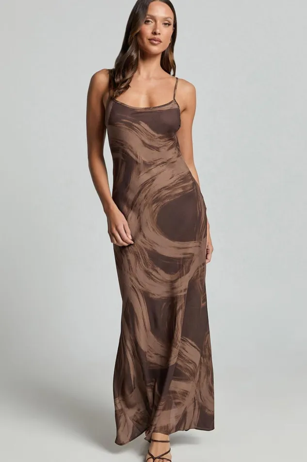 Sally Midi Dress 8211 Strappy Slip Dress In Hazel Swirl Print Women Showpo Dresses