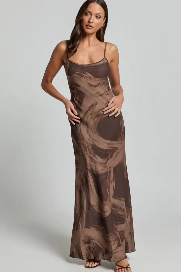 Sally Midi Dress 8211 Strappy Slip Dress In Hazel Swirl Print Women Showpo Dresses
