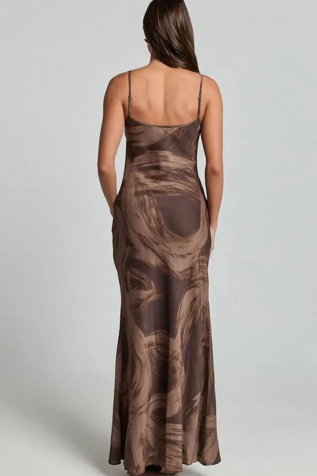 Sally Midi Dress 8211 Strappy Slip Dress In Hazel Swirl Print Women Showpo Dresses
