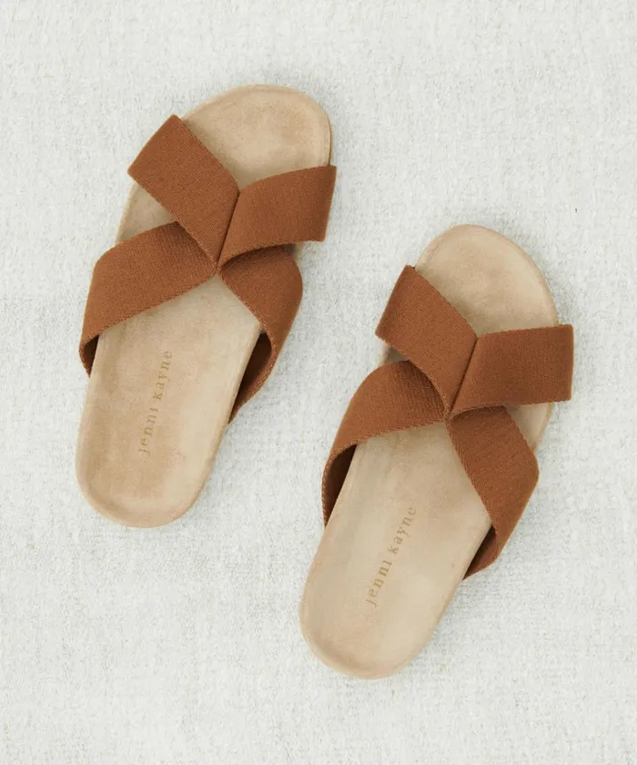 Sandals and Slides Women Jenni Kayne Cotton Crossover Sandal Walnut