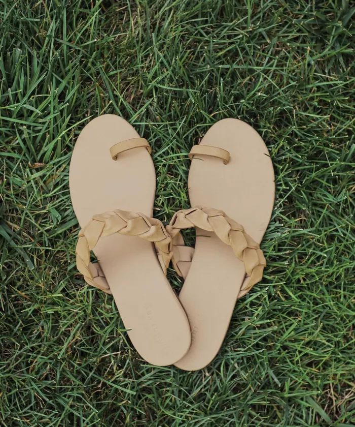 Sandals and Slides Women Jenni Kayne Leather Braided Strap Sandal Natural