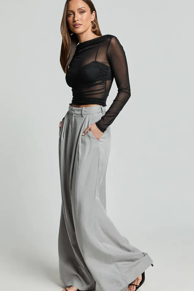 Sandara Top 8211 Long Sleeve Sheer Top In Black Women Showpo Tops