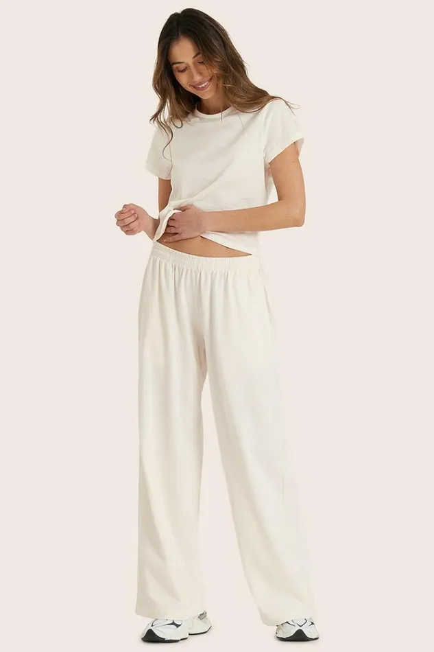 SET ACTIVE Bottoms HEAVY COTTON EASY PANTS 8211 BLANC 8211 Women