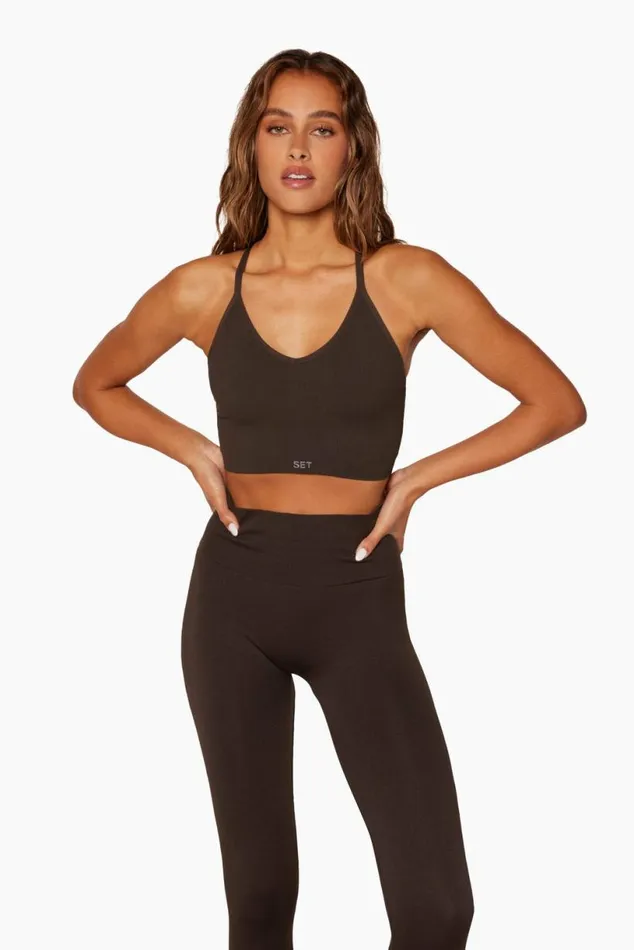 SET ACTIVE Bras SCULPTFLEX POWER RIBBED V BRA 8211 ESPRESSO 8211 Women