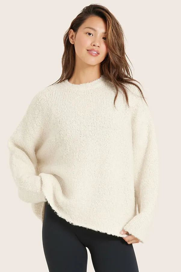 SET ACTIVE Sweaters Knitwear BOUCL OVERSIZED CREWNECK SWEATER 8211 OPAL 8211 Women