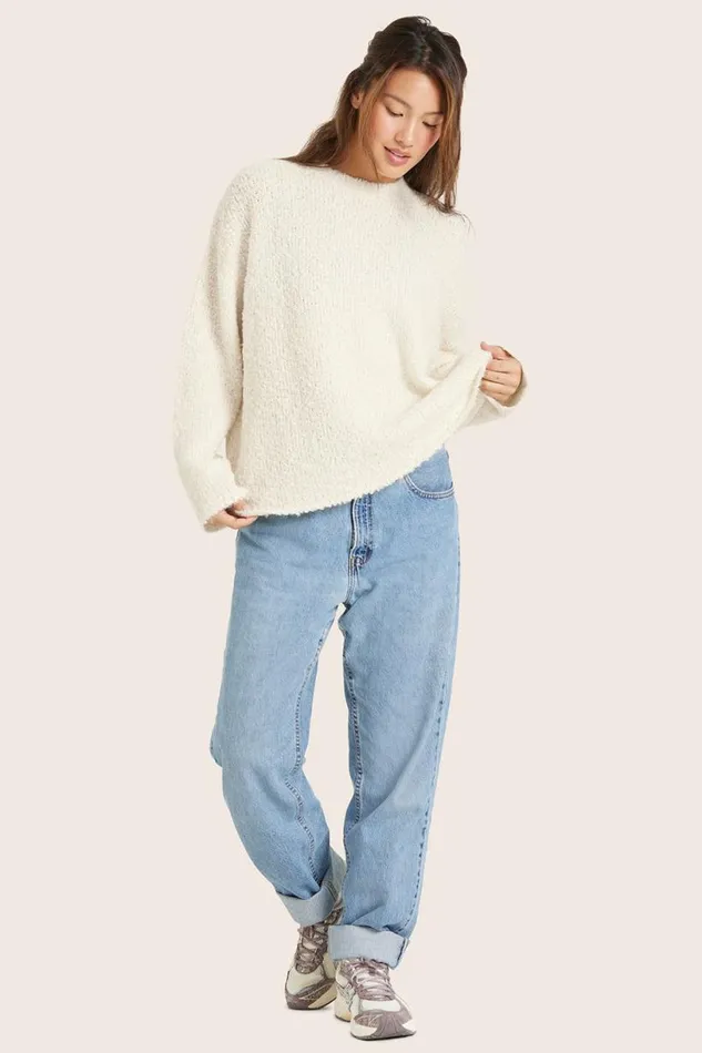 SET ACTIVE Sweaters Knitwear BOUCL OVERSIZED CREWNECK SWEATER 8211 OPAL 8211 Women