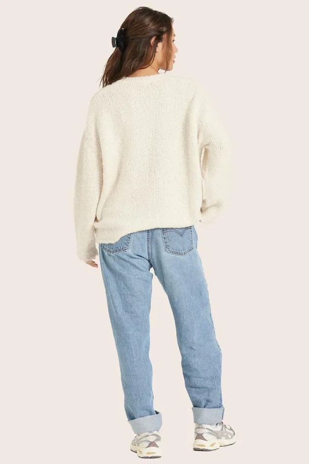 SET ACTIVE Sweaters Knitwear BOUCL OVERSIZED CREWNECK SWEATER 8211 OPAL 8211 Women