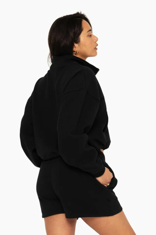 SET ACTIVE Sweats HEAVYWEIGHT SWEATS HALF ZIP 8211 ONYX 8211 Women