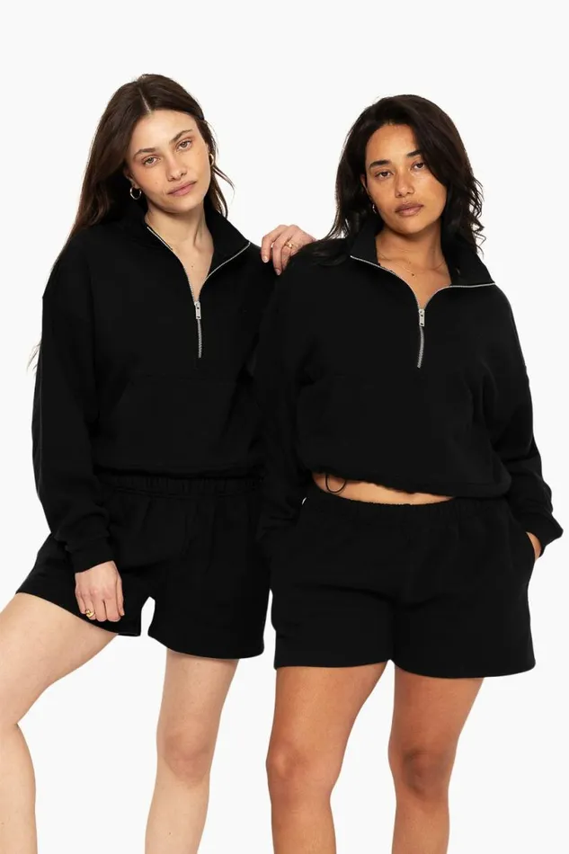SET ACTIVE Sweats HEAVYWEIGHT SWEATS HALF ZIP 8211 ONYX 8211 Women