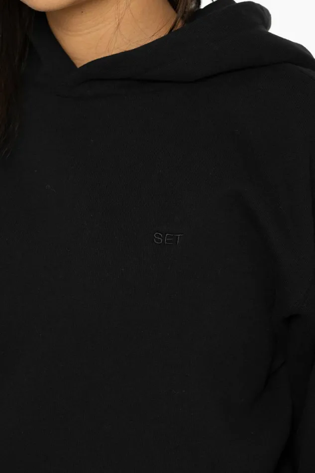 SET ACTIVE Tops HEAVYWEIGHT SWEATS HOODIE 8211 ONYX 8211 Women