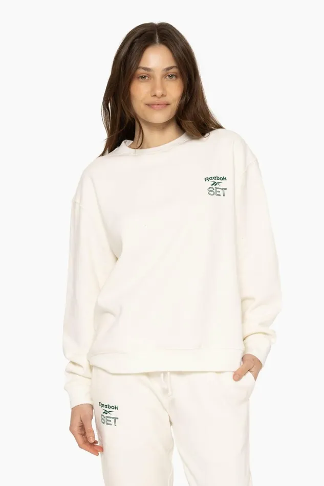 SET ACTIVE Tops HEAVYWEIGHT SWEATS REEBOK X SET CREWNECK 8211 BLANC 8211 Women