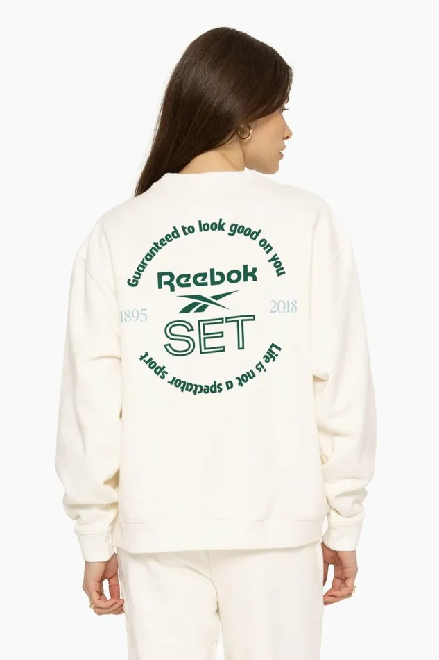 SET ACTIVE Tops HEAVYWEIGHT SWEATS REEBOK X SET CREWNECK 8211 BLANC 8211 Women