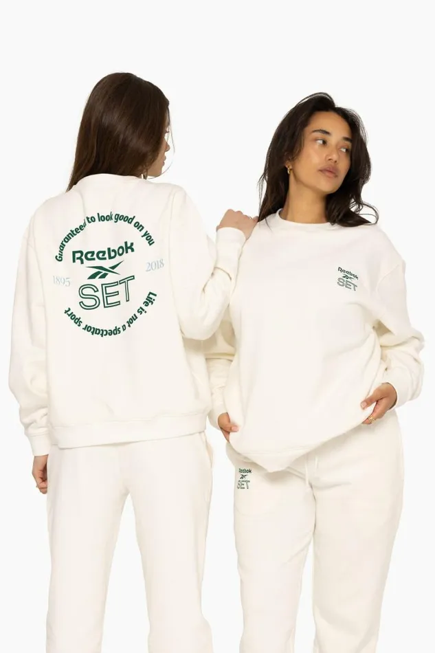 SET ACTIVE Tops HEAVYWEIGHT SWEATS REEBOK X SET CREWNECK 8211 BLANC 8211 Women