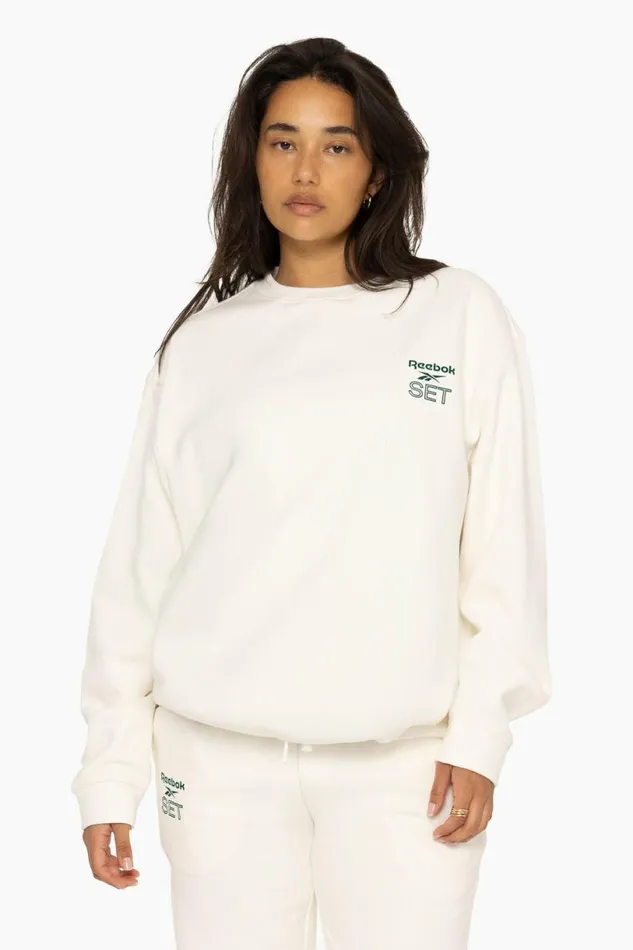 SET ACTIVE Tops HEAVYWEIGHT SWEATS REEBOK X SET CREWNECK 8211 BLANC 8211 Women