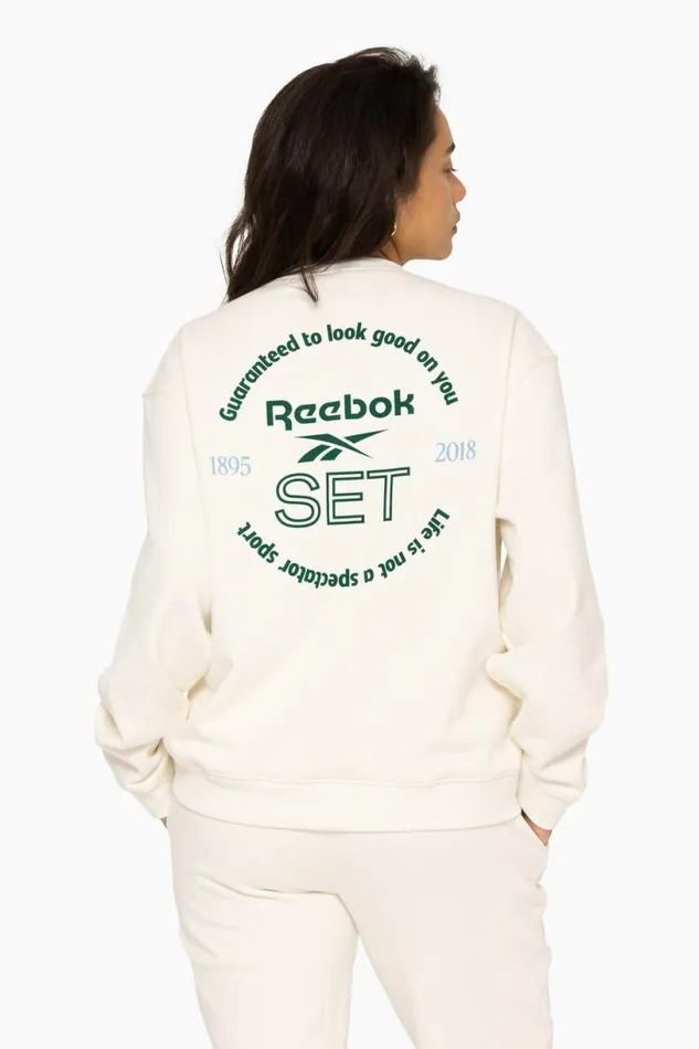SET ACTIVE Tops HEAVYWEIGHT SWEATS REEBOK X SET CREWNECK 8211 BLANC 8211 Women