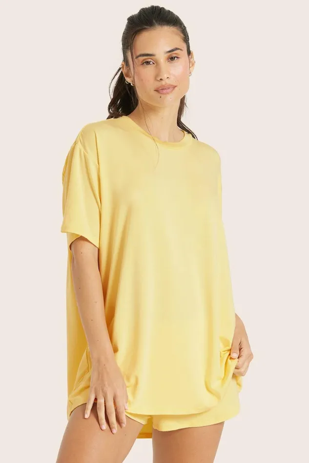 SET ACTIVE Tops Tanks Tees SLEEP JERSEY OVERSIZED BOYFRIEND SLEEP TEE 8211 DANDELION 8211 Women