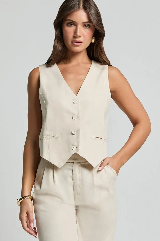 Seven Wonders 8211 Zephy Vest In Sand Women Showpo Tops