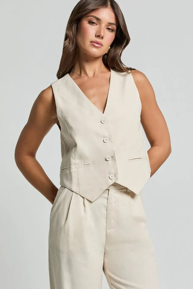 Seven Wonders 8211 Zephy Vest In Sand Women Showpo Tops