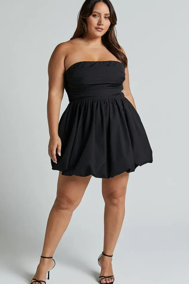 Shaima Mini Dress 8211 Strapless Bubble Hem Dress In Black Women Showpo Curve Clothes