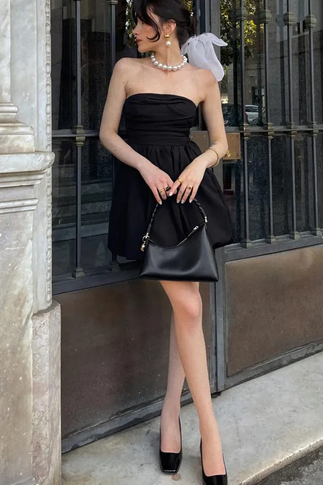 Shaima Mini Dress 8211 Strapless Bubble Hem Dress In Black Women Showpo Curve Clothes