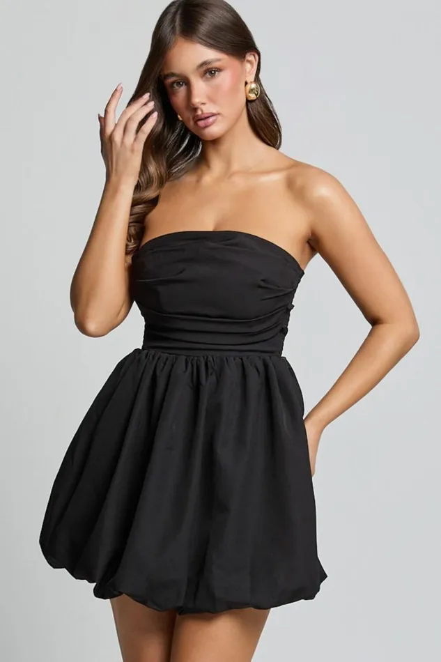 Shaima Mini Dress 8211 Strapless Bubble Hem Dress In Black Women Showpo Curve Clothes