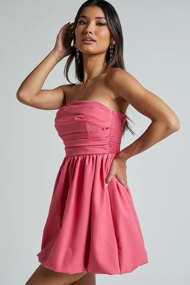 Shaima Mini Dress 8211 Strapless Bubble Hem Dress In Fondant Pink Women Showpo Curve Clothes