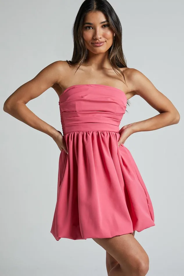 Shaima Mini Dress 8211 Strapless Bubble Hem Dress In Fondant Pink Women Showpo Curve Clothes