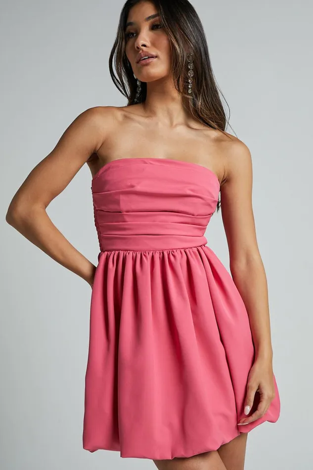 Shaima Mini Dress 8211 Strapless Bubble Hem Dress In Fondant Pink Women Showpo Curve Clothes