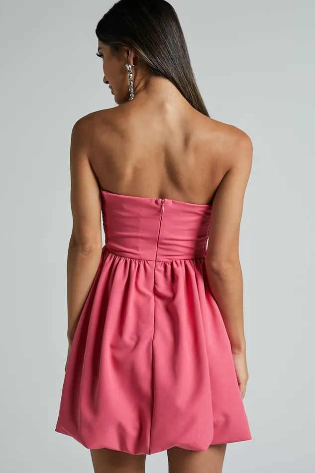 Shaima Mini Dress 8211 Strapless Bubble Hem Dress In Fondant Pink Women Showpo Curve Clothes