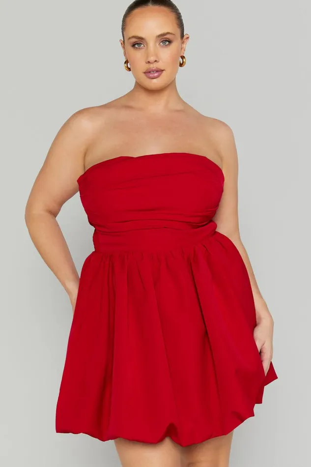 Shaima Mini Dress 8211 Strapless Bubble Hem Dress In Red Women Showpo Curve Clothes
