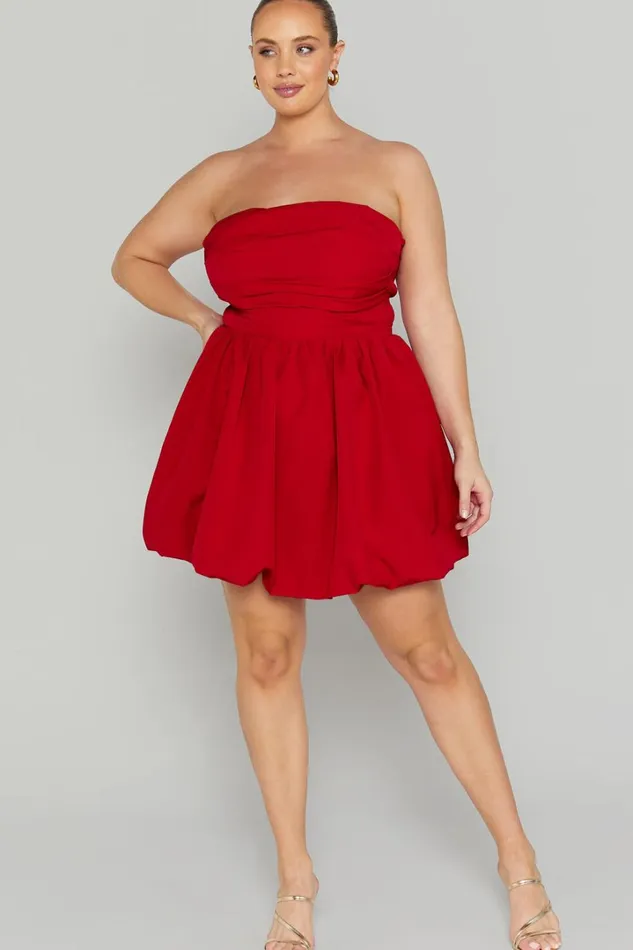 Shaima Mini Dress 8211 Strapless Bubble Hem Dress In Red Women Showpo Curve Clothes