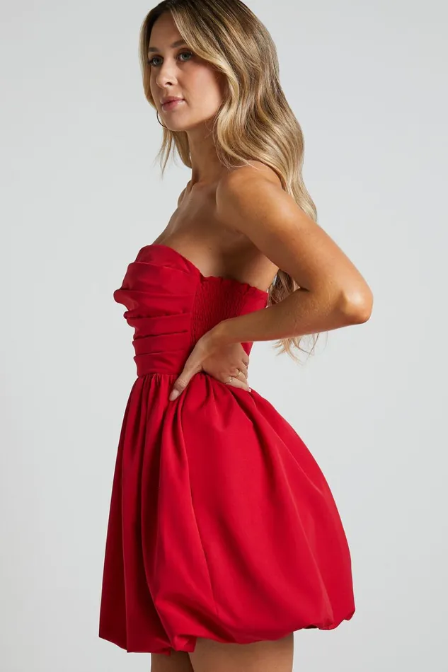 Shaima Mini Dress 8211 Strapless Bubble Hem Dress In Red Women Showpo Curve Clothes