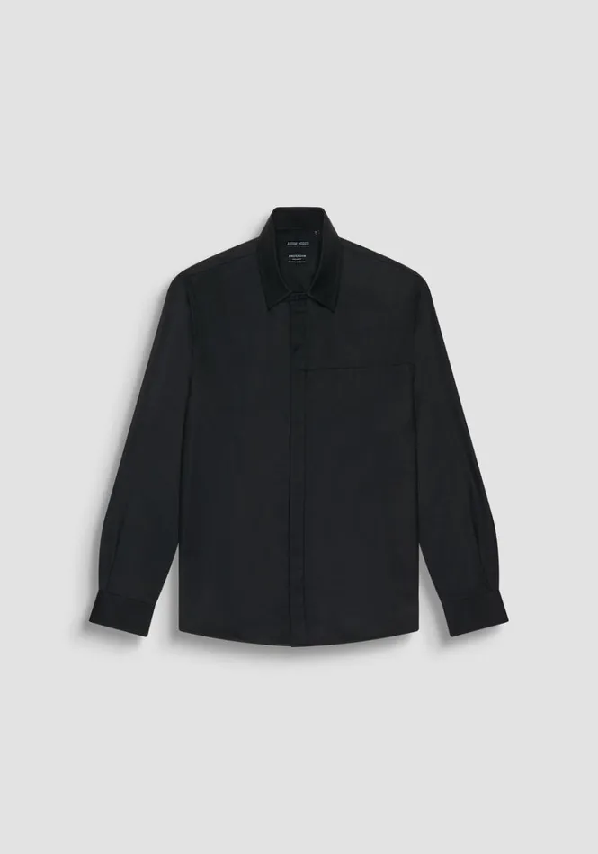 Shirts Men Antony Morato Amsterdam Regular Fit Shirt In Soft Touch Viscose Blend Fabric Black