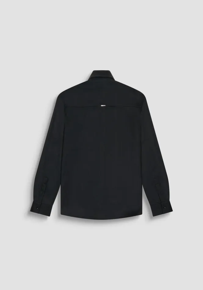 Shirts Men Antony Morato Amsterdam Regular Fit Shirt In Soft Touch Viscose Blend Fabric Black