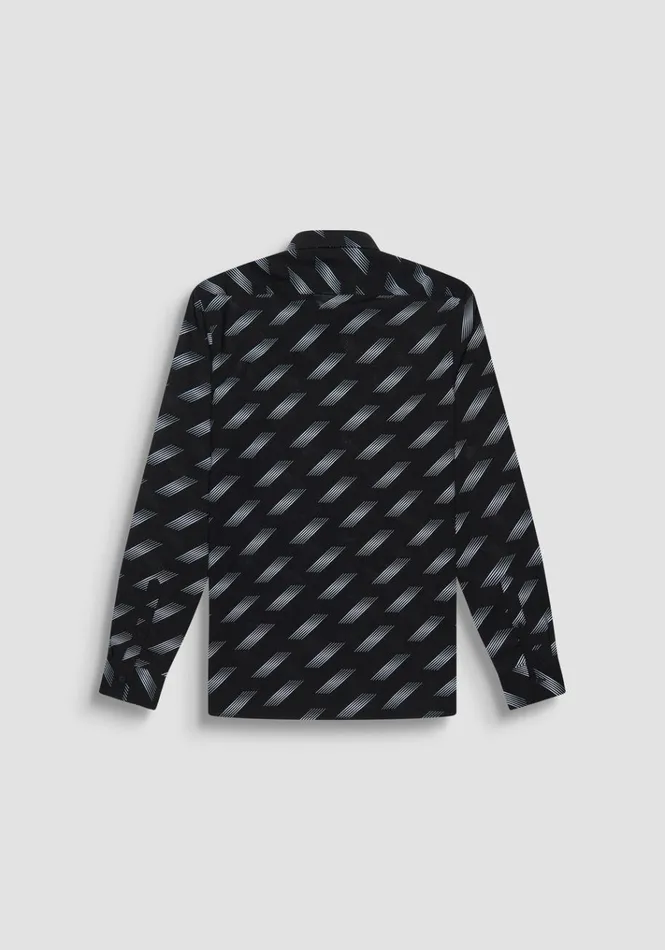 Shirts Men Antony Morato Regular Fit 034Barcelona034 Straight Cut Shirt In Gradient Patterned Viscose Blend Black
