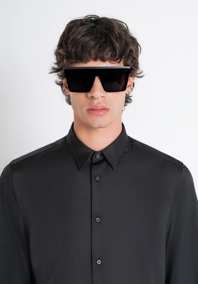 Shirts Men Antony Morato Regular Fit 034Napoli034 Shirt In SoftHand Satin Black