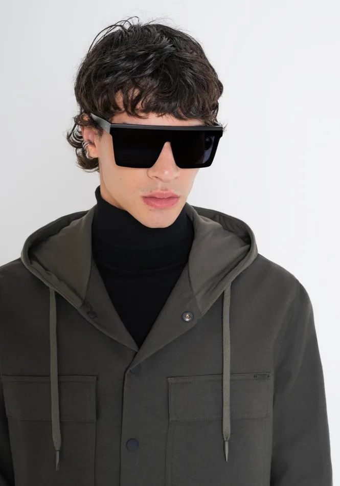 Shirts Men Antony Morato Relaxed Fit Cotton Twill Shirt With Hood And Pockets Dark Olive Green