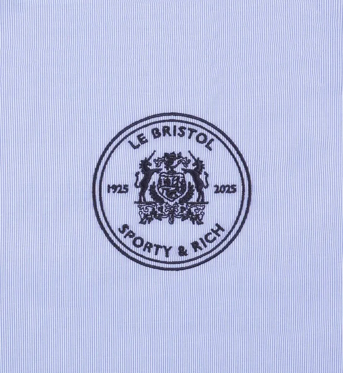 Shirts Men Sporty and Rich Bristol Crest Oversized Shirt 8211 WhiteNavy Stripe