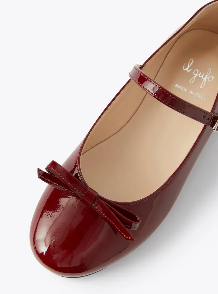 Shoes Girl 216 Il Gufo Patent Leather Ballet Flats With Bow