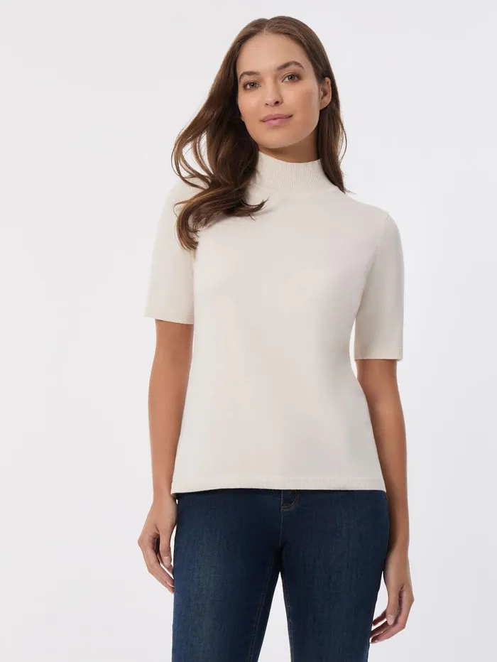 Short Sleeve Mock Neck Top Women Jones New York Tops and Blouses