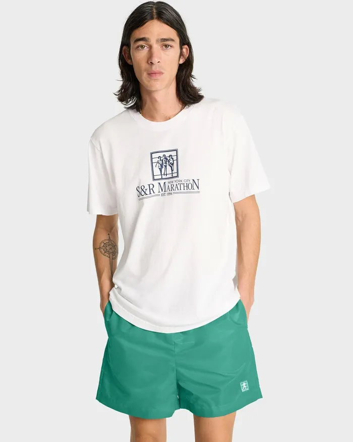 Shorts Men Sporty and Rich Running Woman Nylon Short 8211 Spring GreenWhite