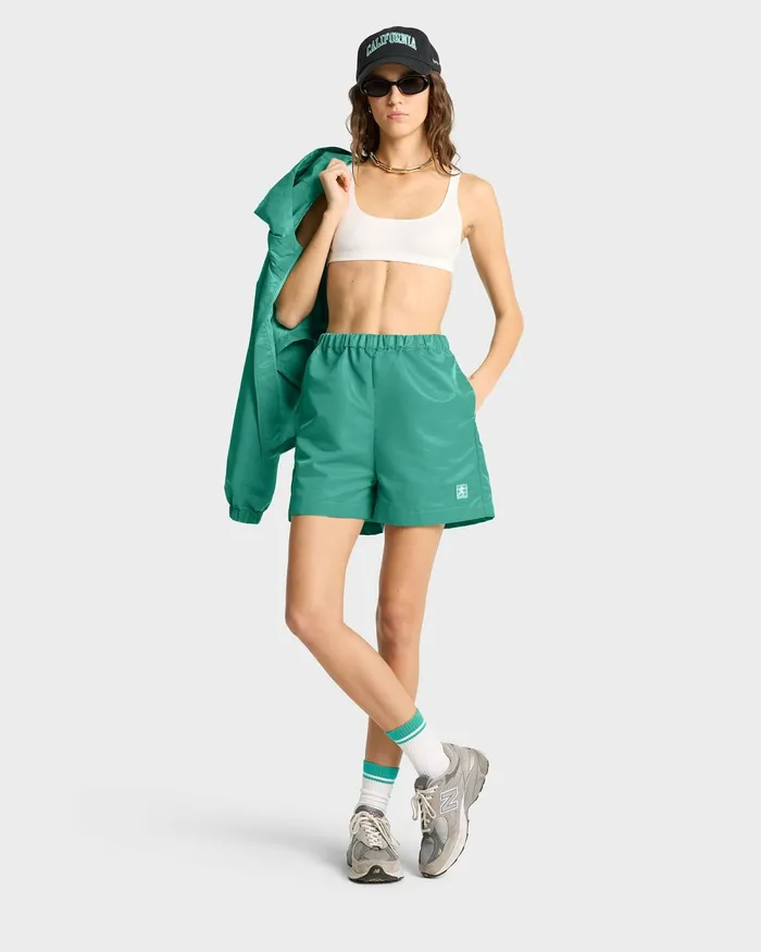 Shorts Men Sporty and Rich Running Woman Nylon Short 8211 Spring GreenWhite