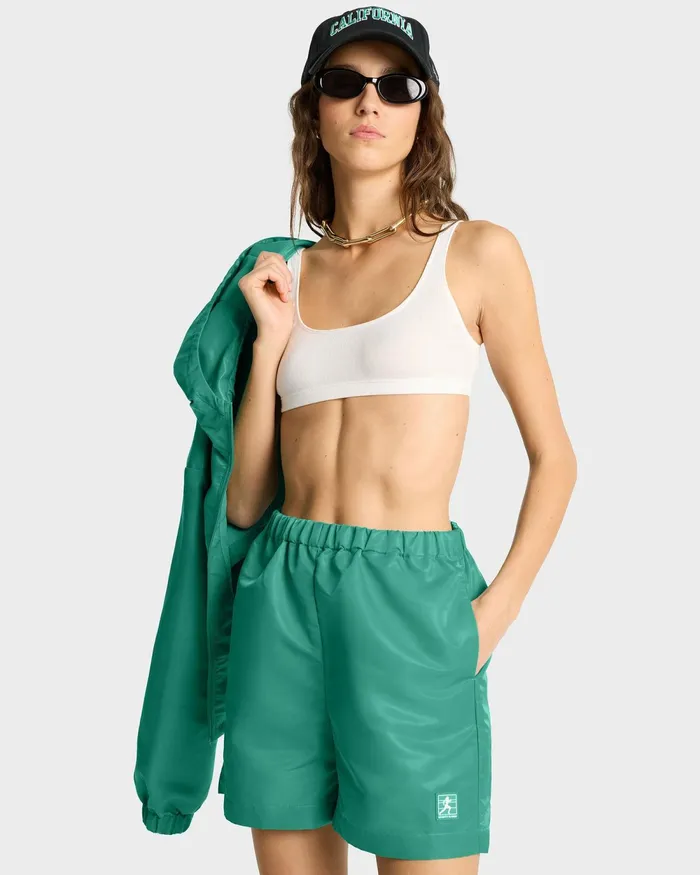 Shorts Men Sporty and Rich Running Woman Nylon Short 8211 Spring GreenWhite