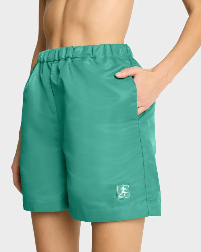 Shorts Men Sporty and Rich Running Woman Nylon Short 8211 Spring GreenWhite